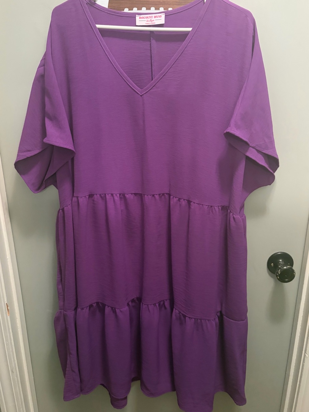 Discount Diva DD Design Purple V-Neck Tiered Dress